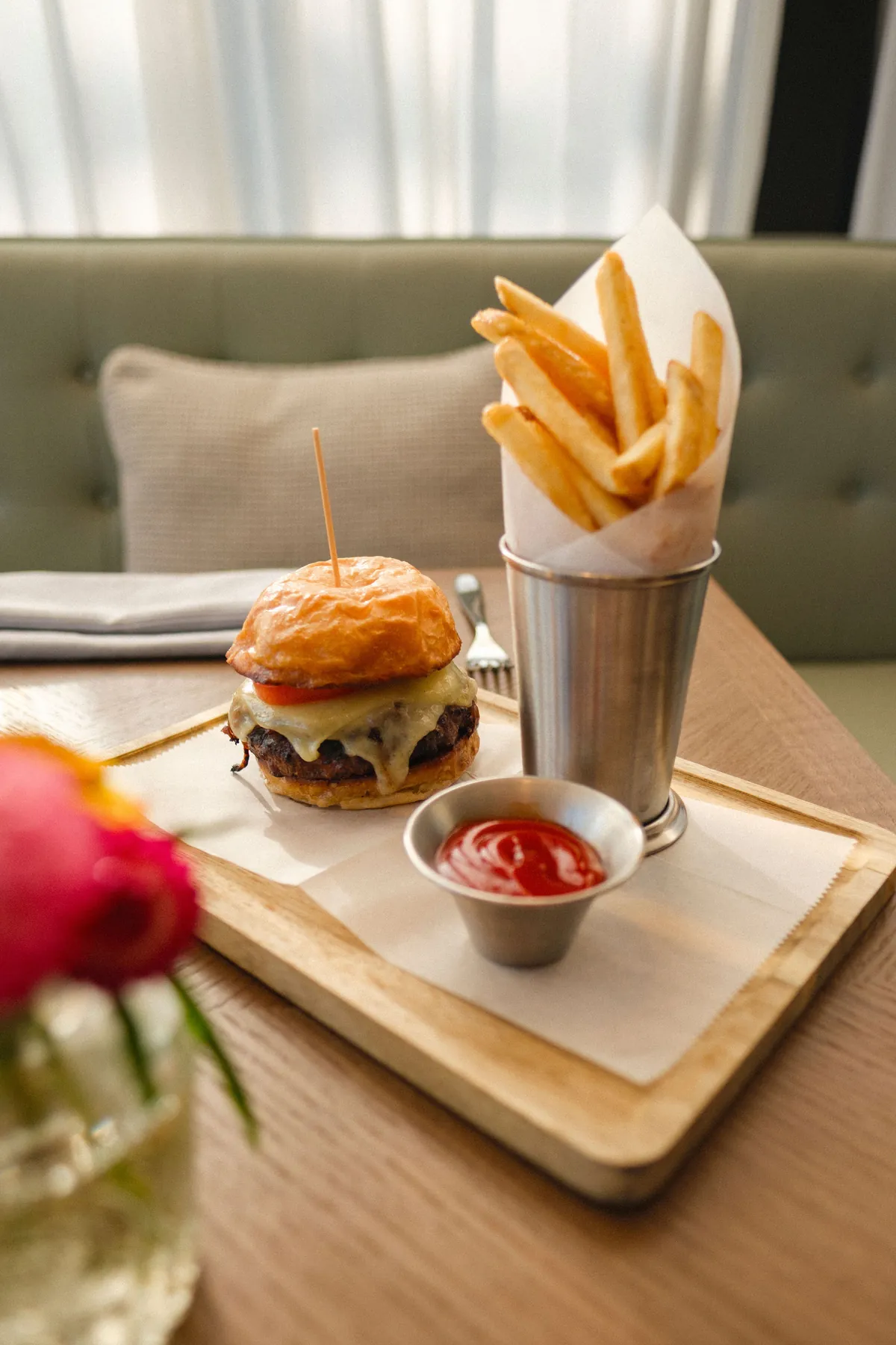 A burger and fries at Ladd's Tavern
